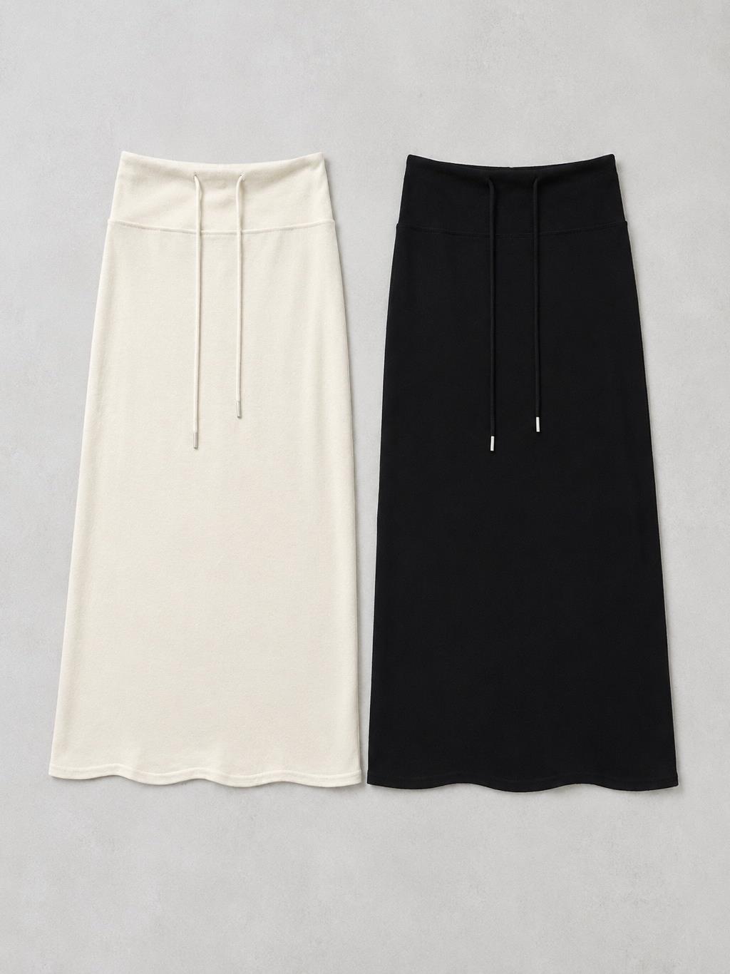 針織棉抽繩長裙